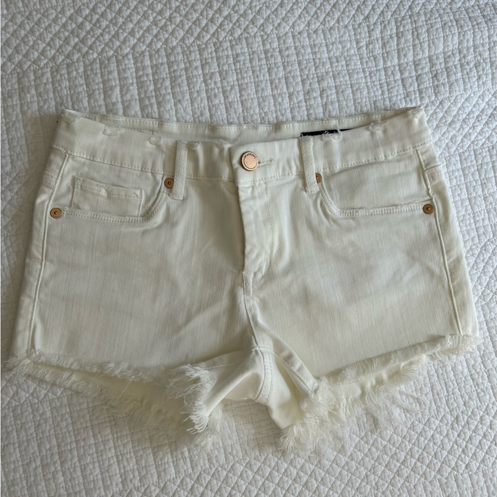 Blank NYC Little Queenie White Frayed Hem Denim Cutoff Shorts